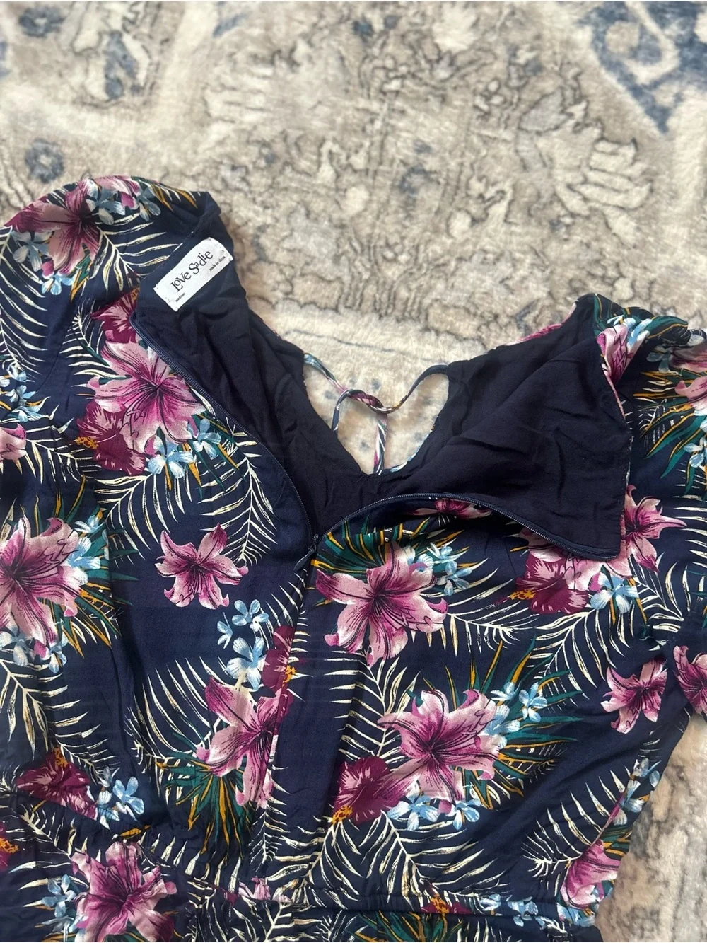 Love Sadie Navy Floral Romper